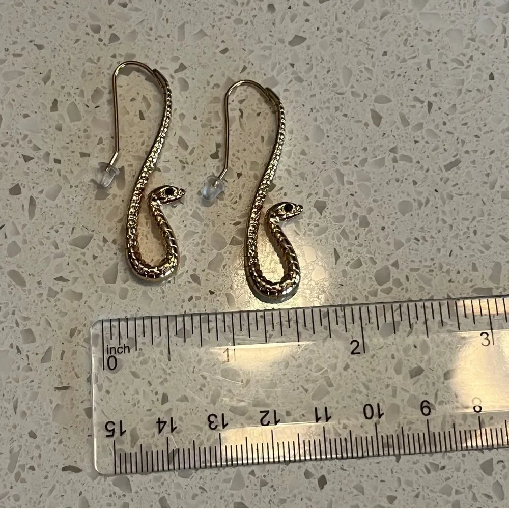 Python Snake Shaped Dramatic Ear Hooks Earrings - Picture 5 of 9
